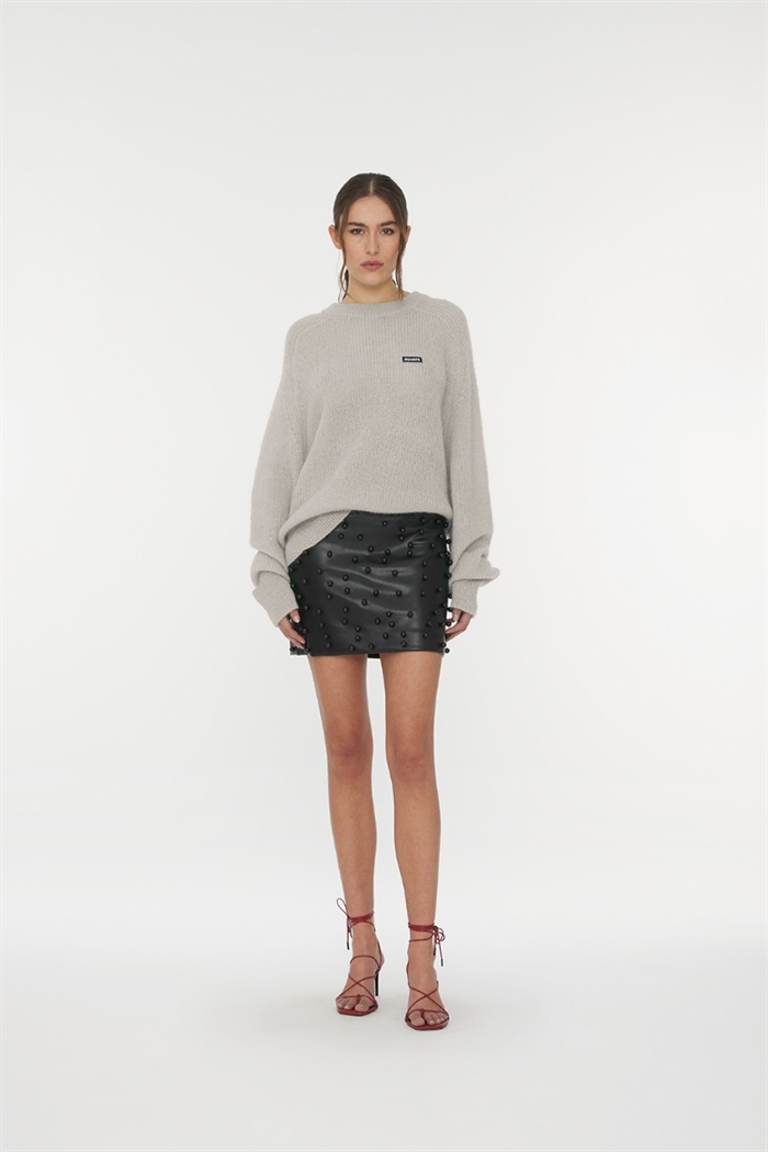 Rotate Birger Christensen Light Logo Strik Sweater Grey - Shop Online Hos Blossom