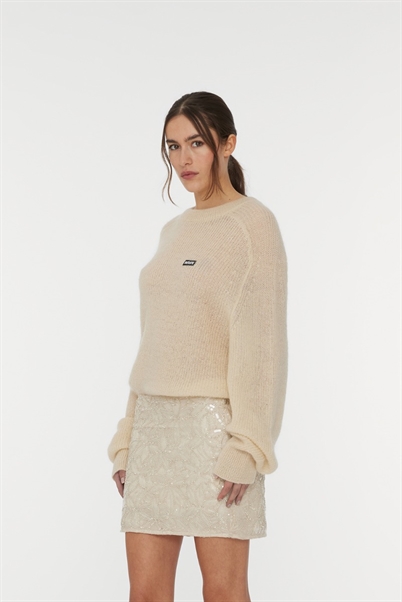 Rotate Birger Christensen Light Logo Strik Sweater Parchment - Shop Online Hos Blossom