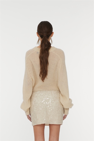 Rotate Birger Christensen Light Logo Strik Sweater Parchment - Shop Online Hos Blossom