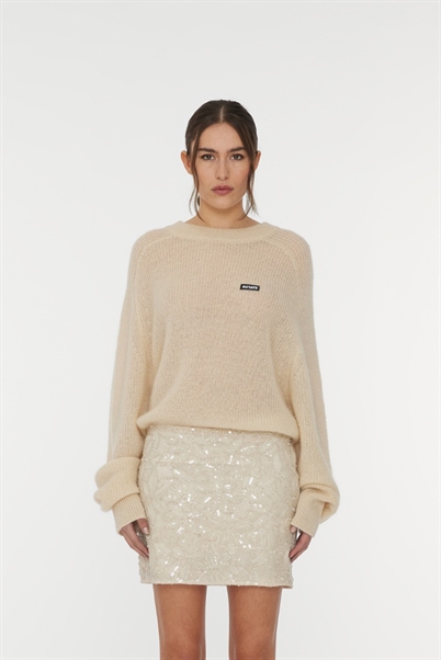 Rotate Birger Christensen Light Logo Strik Sweater Parchment - Shop Online Hos Blossom