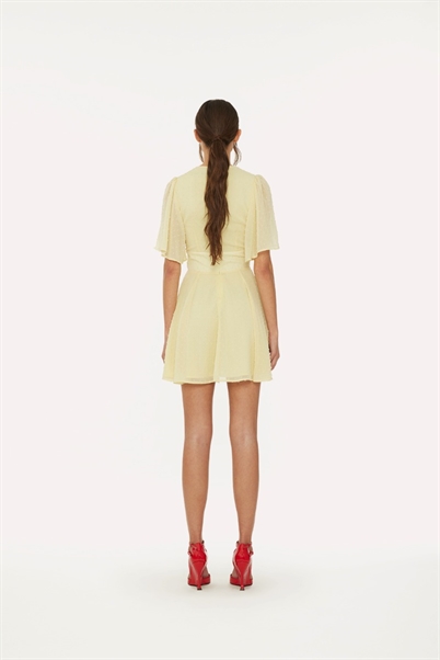 Rotate Birger Christensen Mini V-Neck Kjole Pastel Yellow Shop Online Hos Blossom