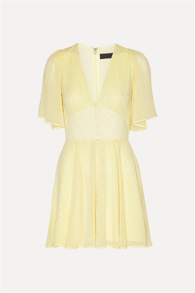 Rotate Birger Christensen Mini V-Neck Kjole Pastel Yellow Shop Online Hos Blossom