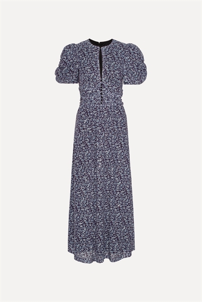 Rotate Birger Christensen Puff Sleeve Sequin Kjole Purple Print Shop Online Hos Blossom