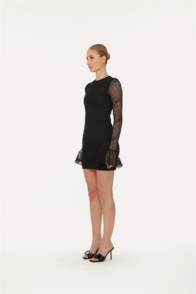 Rotate Birger Christensen Shiny Mini Flounce Kjole Black Shop Online Hos Blossom