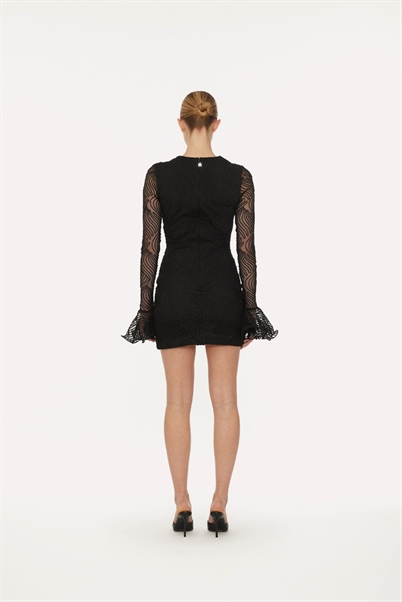 Rotate Birger Christensen Shiny Mini Flounce Kjole Black Shop Online Hos Blossom