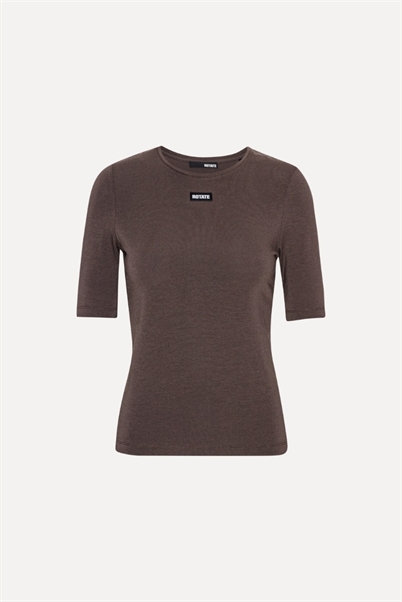 Rotate Birger Christensen Short Sleeve T-shirt Chocolate Brown - Shop Online Her