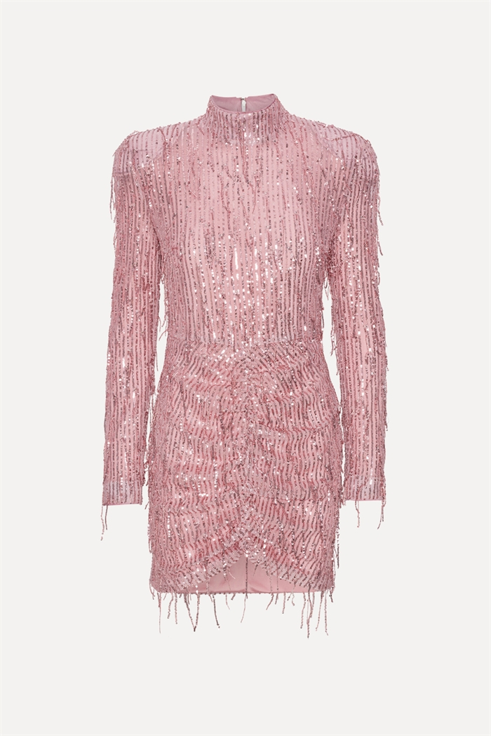 Rotate Birger Christensen Sequin Fringes Mini Dress Peachskin - Shop Online Her