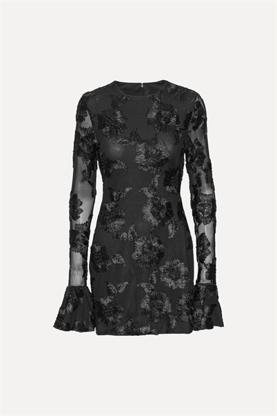 Rotate Birger Christensen Flower Mesh Dress Black - Shop Online Her