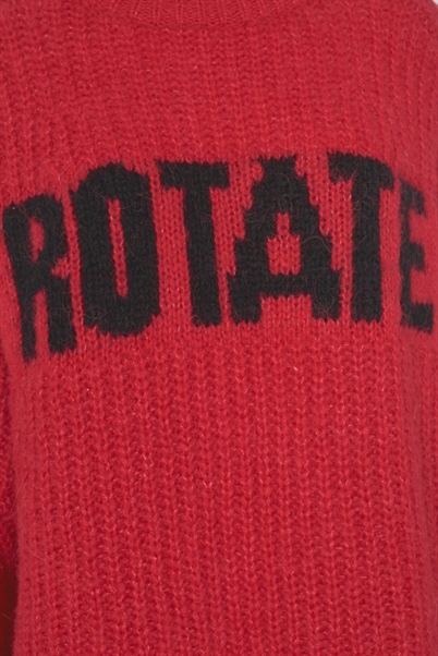 Rotate Birger Christensen Knitted Logo Sweater High Risk Red - Shop Online Her