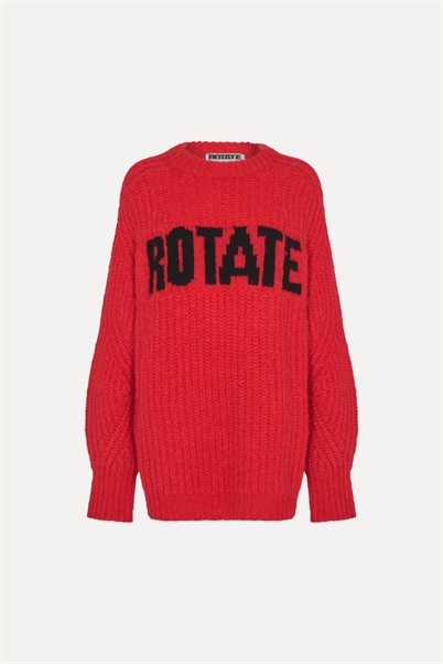 Rotate Birger Christensen Knitted Logo Sweater High Risk Red - Shop Online Her