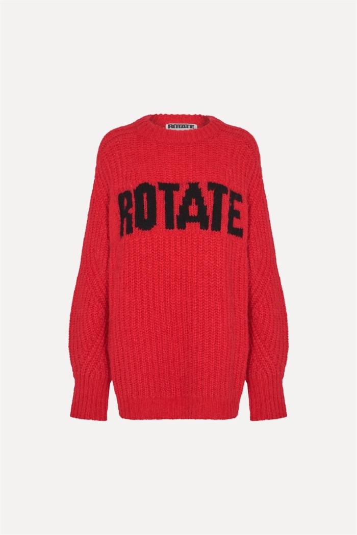 Rotate Birger Christensen Knitted Logo Sweater High Risk Red - Shop Online Her