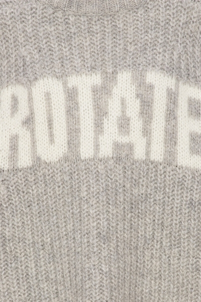 Rotate Birger Christensen Knitted Logo Sweater Opal Grey - Shop Online Her