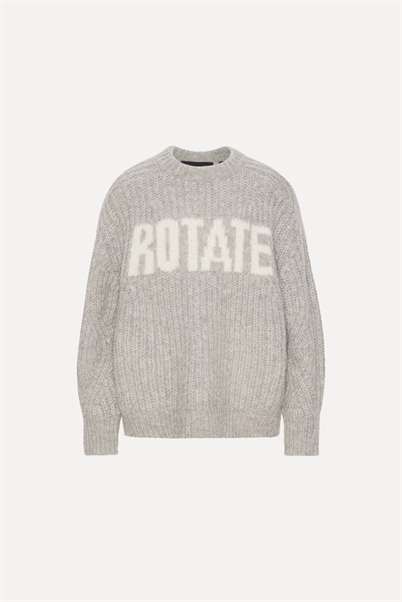 Rotate Birger Christensen Knitted Logo Sweater Opal Grey - Shop Online Her