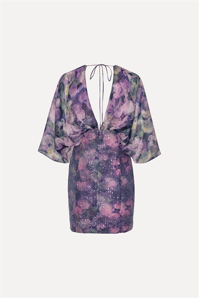 Rotate Birger Christensen Printed Mini V-Neck Dress Twilight Blue Comb - Shop Online Her