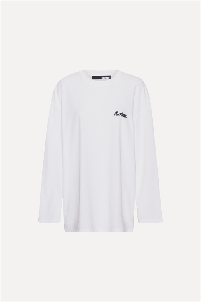 Rotate Birger Christensen Long Sleeve T-shirt Bright White - Shop Online Her