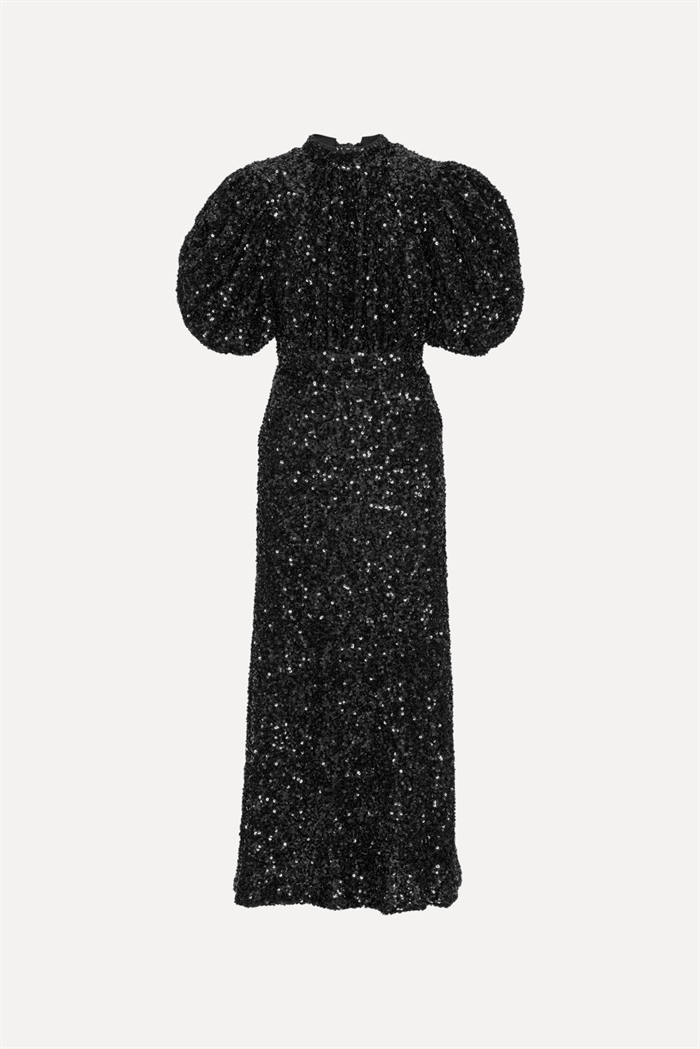 Rotate Birger Christensen Sequin Midi Dress Black - Shop Online Her