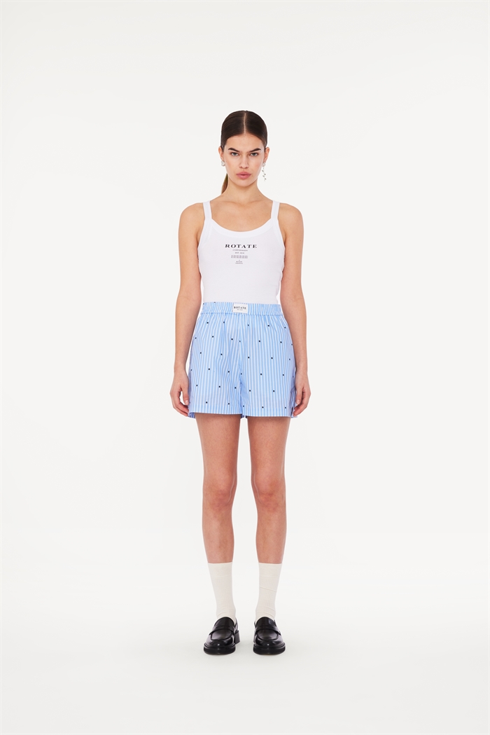 Rotate Sunday Elasticated Shorts Blue Logo Stripe Shop Online Hos Blossom