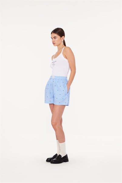 Rotate Sunday Elasticated Shorts Blue Logo Stripe Shop Online Hos Blossom