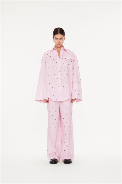 Rotate Sunday Oversized Skjorte Pink Logo Stripe Shop Online Hos Blossom