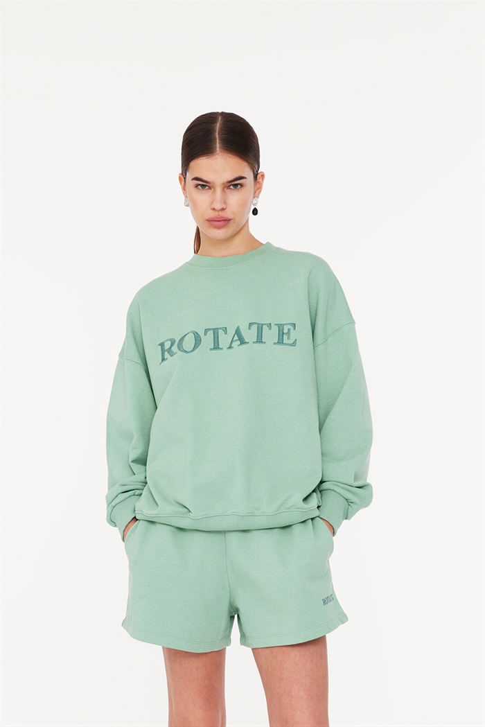 Rotate Sunday Sweat Logo Crewneck Sweatshirt Granite Green Shop Online Hos Blossom