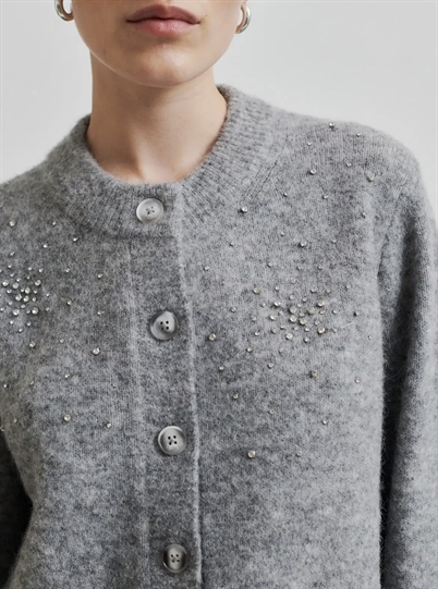 Second Female Sparkling Knit Cardigan Grey Melange - Shop Online Her