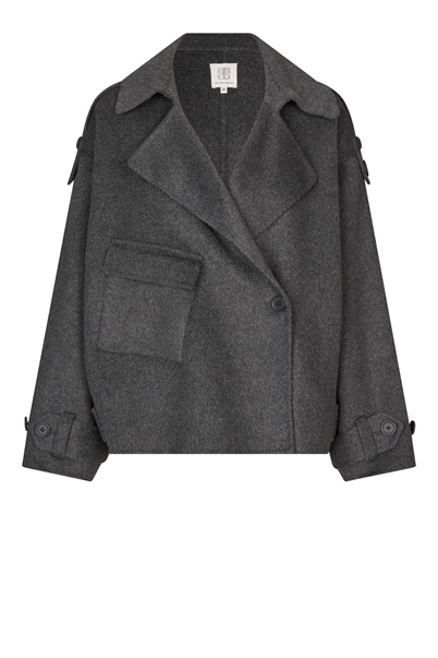 Second Female Walance Short Jacket Dark Grey Melange - Shop Online Her