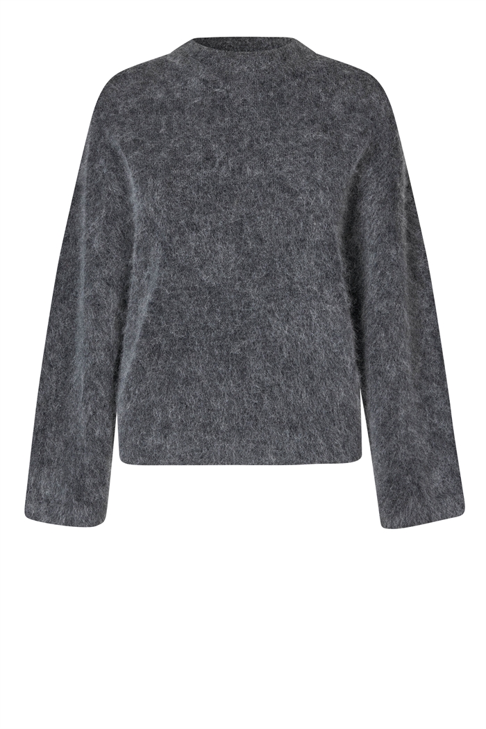 Second Female Anneleen Knit O-Neck Volcanic Ash - Shop Online Her