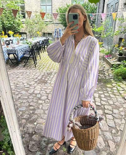 Sissel Edelbo Vera Dress Lavender Stripes - Shop Online Her