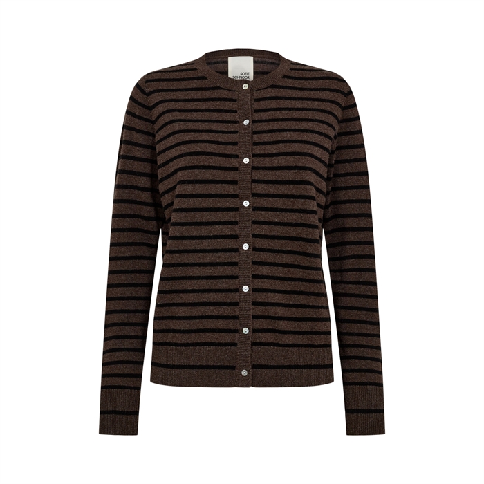 Sofie Schnoor SNOS432 Cardigan Dark Brown Black Striped-Shop Online Hos Blossom