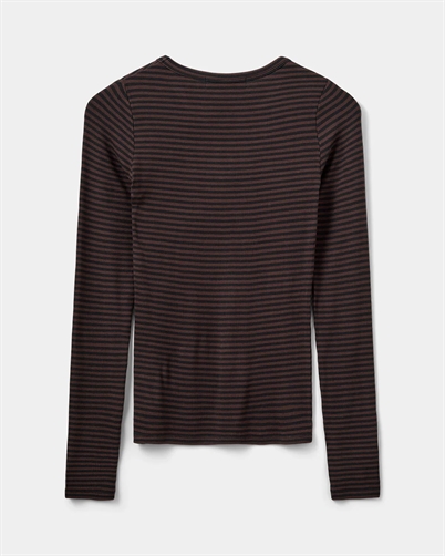 Sofie Schnoor SNOS433 Bluse Dark Brown Black Striped - Shop Online Hos Blossom