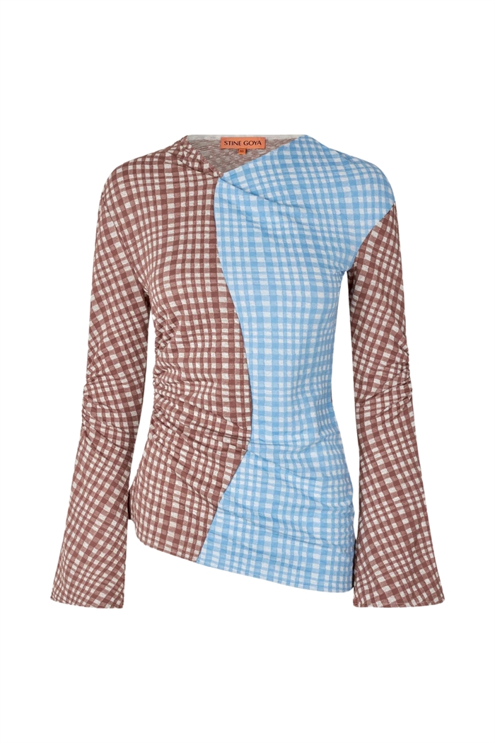 Stine Goya SGClementine Bluse Brown Check - Shop online Her