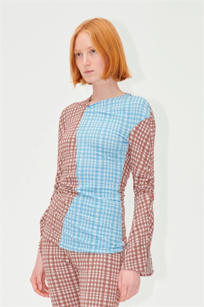 Stine Goya SGClementine Bluse Brown Check - Shop online Her