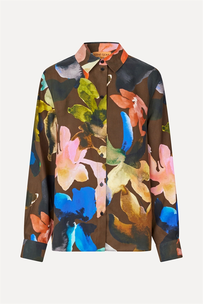 Stine Goya Long Sleeve Skjorte Aquarelle Garden - Shop Online Hos Blossom