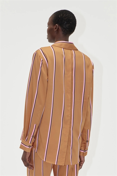 Stine Goya Long Sleeve Skjorte Cocoa Stripes - Shop Online Hos Blossom