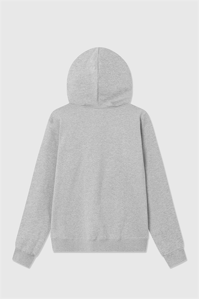 Wood Wood Zan Zip Patch Hoodie Sweat Grey Melange Shop Online Hos Blossom