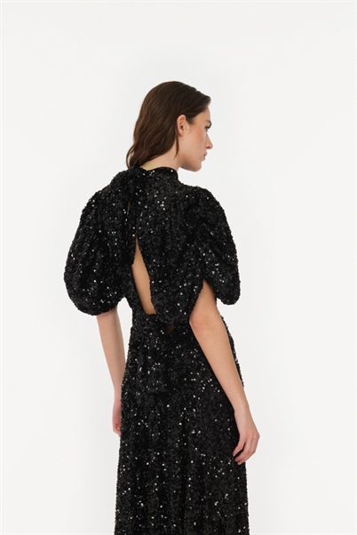 Rotate Birger Christensen Sequin Midi Dress Black - Shop Online Her