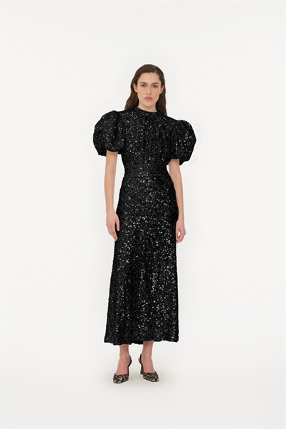 Rotate Birger Christensen Sequin Midi Dress Black - Shop Online Her